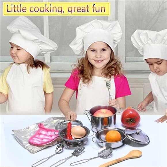 Play Pots and Pans Toys for Kids Kitchen Playset Pretend Cookware Utensils Play - Picture 3 of 7